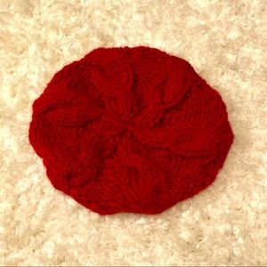 Chunky Cable Knit Beret - Red - San Diego Hat Company